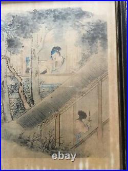 Asian Antique Art Vintage Painting Screen Print Watercolor