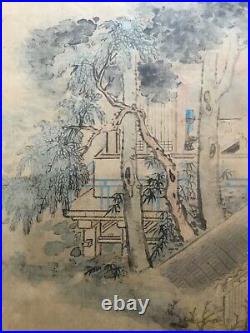 Asian Antique Art Vintage Painting Screen Print Watercolor