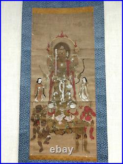 Buddhist Deity on Hanging Scroll with Hand Paint Antique for Museum Collection