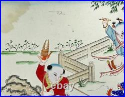 CHINESE OR JAPANESE Original Silk Painting TWO CHILDREN