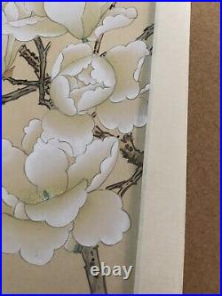 Chinese Painting on Silk, Bird on Branch, Flower