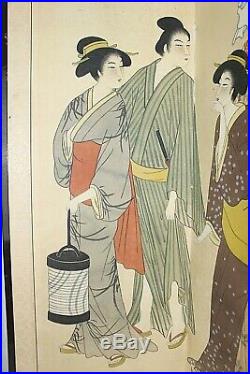 Chinese folding screen 52 x 36 apx Hand painted paper Japanese Oriental Signed