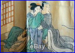 Collectable Beautiful Vintage Japanese or Chinese Erotica Scroll, Painted on Silk