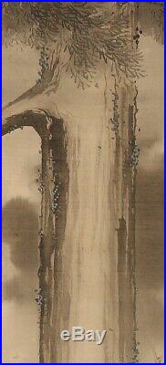 DEER JAPANESE PAINTING HANGING SCROLL Antique OLD Moon FROM Japan KAKEJIKU d785