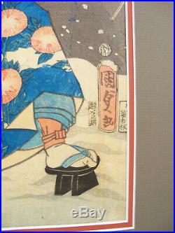 Edo Period Japanese Woodblock Print by Utagawa Kunisada Diptych Battle Scene