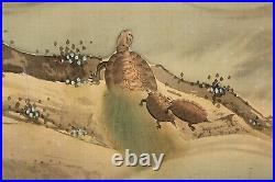 Fine signed scroll painting depicting Crane and turtles Early 20th century GG77