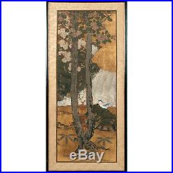 Framed Antique Japanese Landscape Painting Edo Period