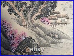 G0714 Japanese Vintage Hanging Scroll 4pc KAKEJIKU Hand Paint Landscape Seasons