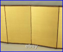 Gold-leaf Small room divider Japanese antique Byobu 6 panels Folding screen V711