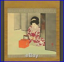 HANGING SCROLL JAPANESE PAINTING FROM JAPAN BEAUTY WOMAN LADY Kimono ART d577