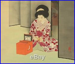 HANGING SCROLL JAPANESE PAINTING FROM JAPAN BEAUTY WOMAN LADY Kimono ART d577