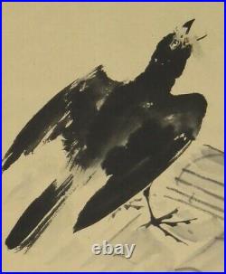 HANGING SCROLL JAPANESE PAINTING FROM JAPAN BIRD CROW ANTIQUE ART 251m
