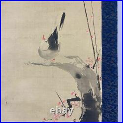 HANGING SCROLL JAPANESE PAINTING FROM JAPAN Plum BIRD Old Antique ART f140