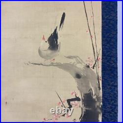 HANGING SCROLL JAPANESE PAINTING FROM JAPAN Plum BIRD Old Antique ART f140