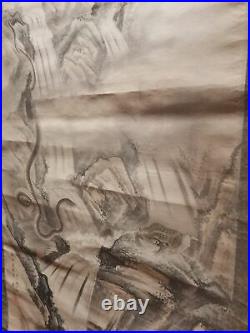 HANGING SCROLL JAPANESE PAINTING JAPAN ANTIQUE SNAKE FROG TOAD HAND PAINTED d840