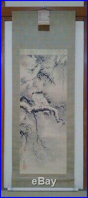 HANGING SCROLL JAPANESE PAINTING JAPAN HAWK PINE OLD ANTIQUE PICTURE 901h