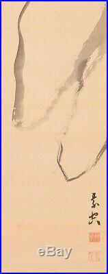 HANGING SCROLL JAPANESE PAINTING JAPAN ORCHID INK OLD ART ANTIQUE PICTURE d213