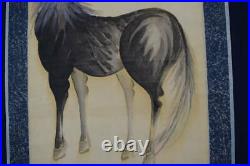 HANGING SCROLL JAPANESE PAINTING JAPAN PICTURE Horse ANTIQUE 136q