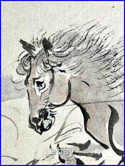 HANGING SCROLL JAPANESE PAINTING JAPAN PICTURE Wild Horse ANTIQUE f497