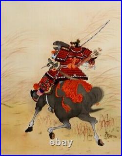 HANGING SCROLL JAPANESE PAINTING JAPAN SAMURAI BUSHI Cavalry VINTAHORSE ART 915p