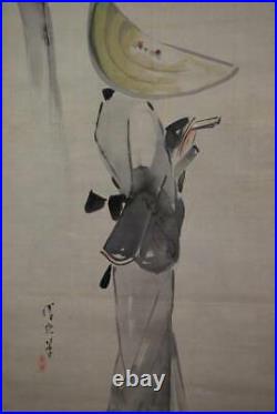 HANGING SCROLL JAPANESE PAINTING JAPAN SAMURAI Woman Old Antique ART 448q