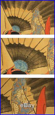 HANGING SCROLL ORIGINAL JAPANESE PAINTING JAPAN BEAUTY WOMAN LADY Umbrella 518h
