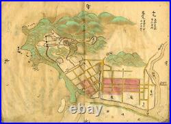 Hand Drawn Castle MAP Book Many Picture 19th Century Japanese Original Antique