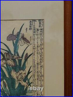 Hasegawa 1870 Japanese Woodblock Print Original Antique Frame Papyrus