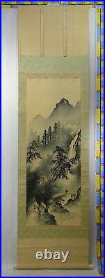 IK287 KAKEJIKU Landscape Hanging Scroll Japanese Art painting Nihonga Picture