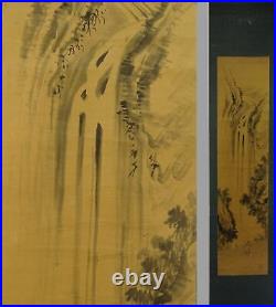 IK435 Waterfall Landscape Hanging Scroll Japanese Art painting antique Picture