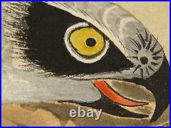 IK463 Hawk Bird Animal Hanging Scroll Japanese painting Picture antique