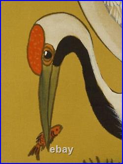 IK593 Bird Crane Animal Hanging Scroll Japanese Art painting antique Picture