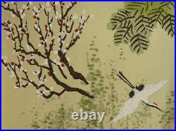 IK599 Plum Flower Bird Animal Hanging Scroll Japanese painting antique Picture