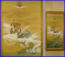 IK602 The Seven Deities of Good Fortune Hanging Scroll Japanese painting Picture
