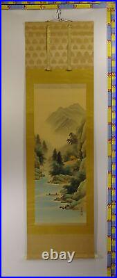 IK678 KAKEJIKU Landscape Hanging Scroll Japanese Art painting antique Picture