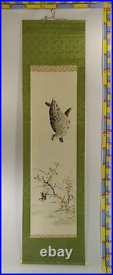 IK693 Hawk Hunting Bird Animal Hanging Scroll Japanese Art painting Picture