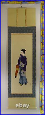 IK710 BIJINGA Beautiful Women Kimono Hanging Scroll Japanese painting Picture