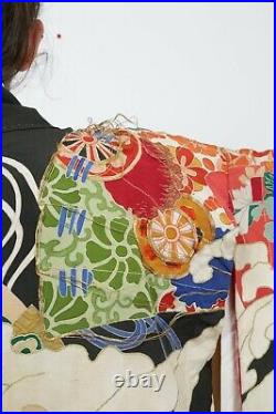 INCREDIBLE Antique Japanese silk Kakeshita furisode hand painted kimono 1920's