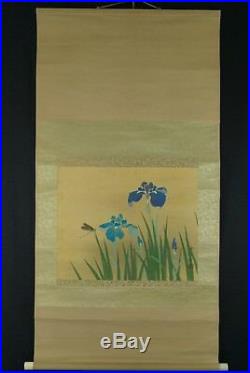 Iris Kakejiku Kakemono Roll-Up Japanese Hanging Scroll Japan Art Painting 4405