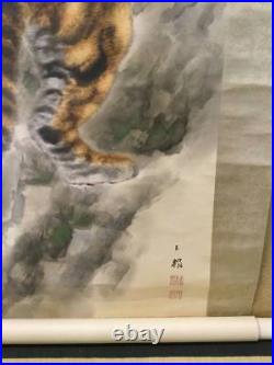 Isokawa Gyokuho (1927-) TIGER JAPANESE PAINTING HANGING SCROLL ART JAPAN c934