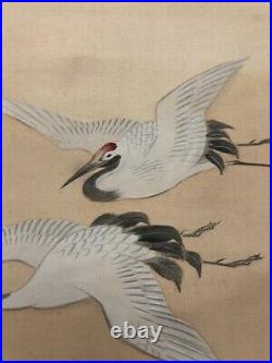 JAPANESE ART PAINTING CRANE Flying HANGING SCROLL OLD Sea JAPAN ANTIQUE d800