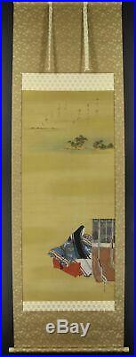 JAPANESE HANGING SCROLL ART Painting Heian Beauty Kano Tadanobu #E8995