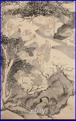 JAPANESE HANGING SCROLL ART Painting Ike Taiga Mid-Edo period Orchid #005