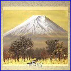 JAPANESE HANGING SCROLL KAKEJIKU Mt. Fuji Painting by Shunsuke #391