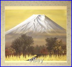 JAPANESE HANGING SCROLL KAKEJIKU Mt. Fuji Painting by Shunsuke #391