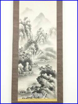 JAPANESE HANGING SCROLL on Silk ART Painting Ink Landscape Painting Japan