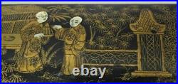JAPANESE MEIJI-ERA Black Lacquer Calligraphy Box c. 1900 Hand-Painted Antique
