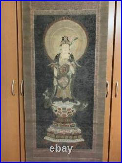 JAPANESE Oriental Calligraphy Painting Hanging Scroll KAKEJIKU Kannon Buddha