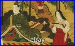 JAPANESE PAINTING ANTIQUE Hanging Scroll Nobility Castle JAPAN ART OLD 710m