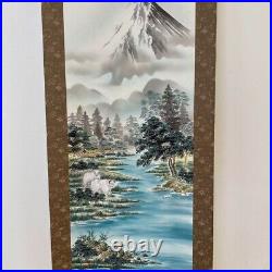 JAPANESE PAINTING ART HANGING SCROLL KAKEJIKU Landscape Painting Mt FUJI Paint